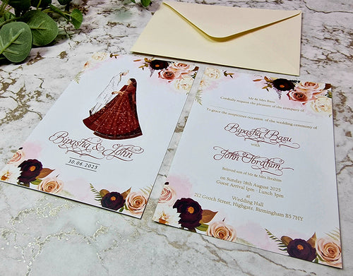 Load image into Gallery viewer, ABC 1151 Floral A5 Double Sided Invitation
