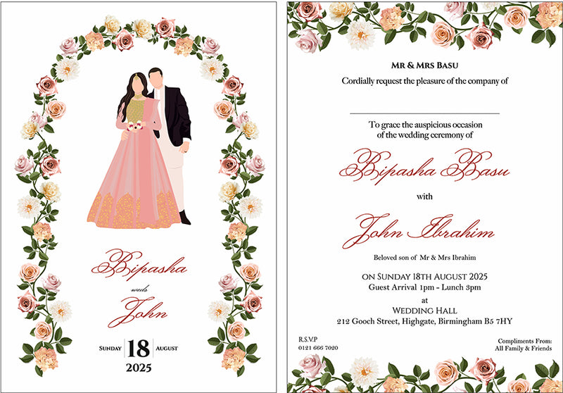 ABC 1152 Floral A5 Double Sided Invitation