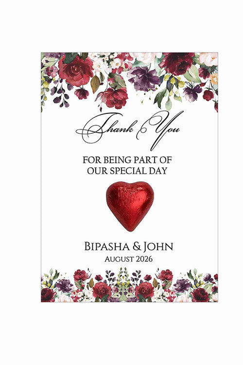Load image into Gallery viewer, floral flat favour for chocolate wedding party red
