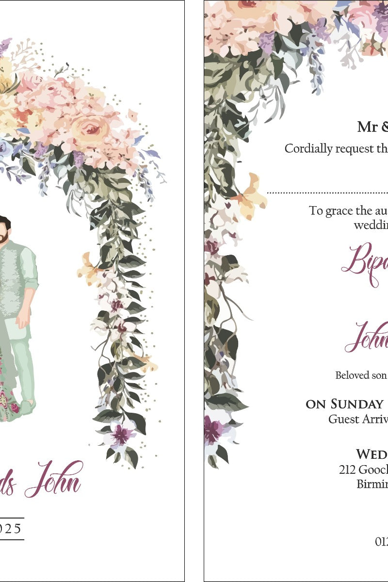 ABC 1171 Floral A5 Double Sided Invitation