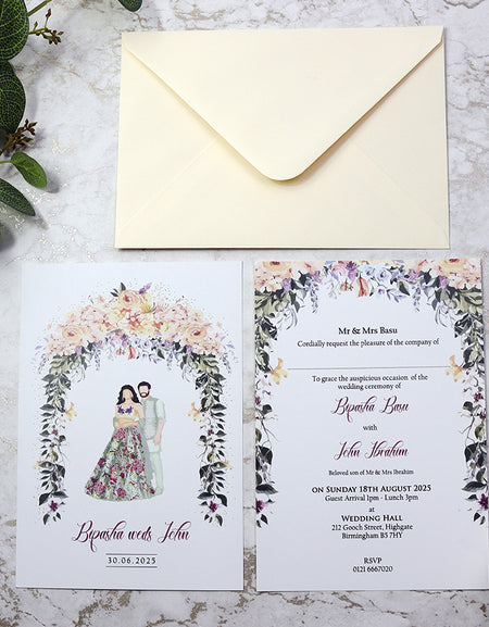 Double Sided A5 Floral Flat Invitation