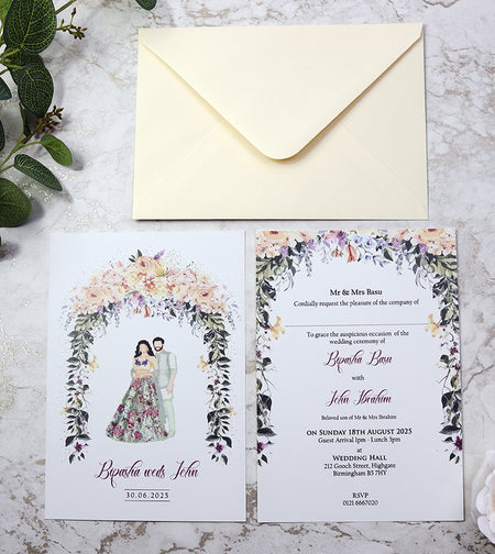 Double Sided A5 Floral Flat Invitation