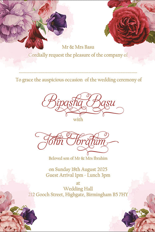 Load image into Gallery viewer, ABC 1172 Floral A5 Double Sided Invitation
