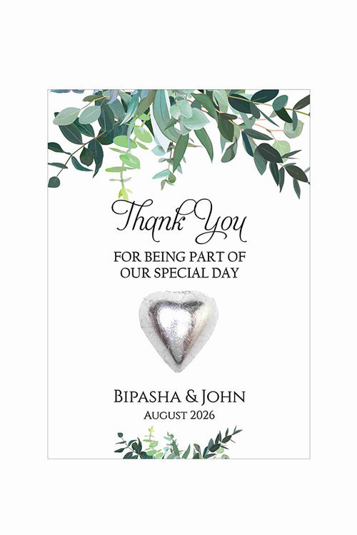 Load image into Gallery viewer, floral flat favour for chocolate wedding party green leaf
