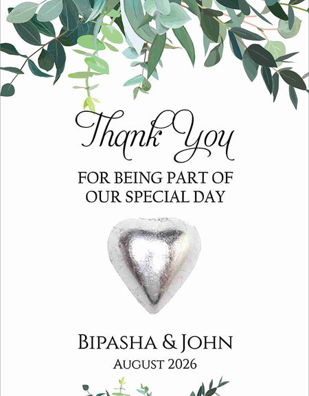 floral flat favour for chocolate wedding party green leaf