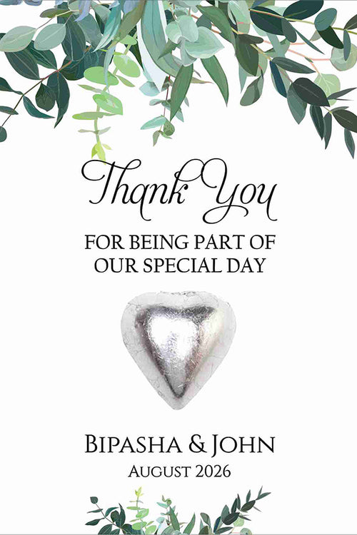 Load image into Gallery viewer, floral flat favour for chocolate wedding party green leaf
