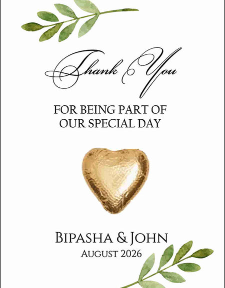 floral flat favour for chocolate wedding party green leaf