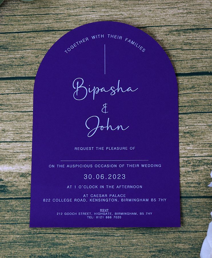 Purple Arch Simple A5 Invitation ABC 1203