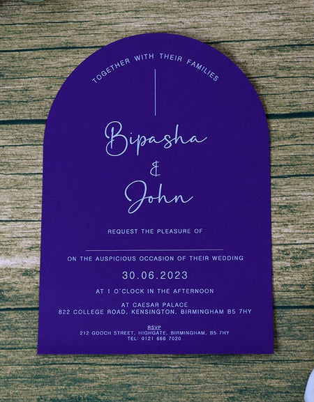 Purple Arch Simple A5 Invitation ABC 1203