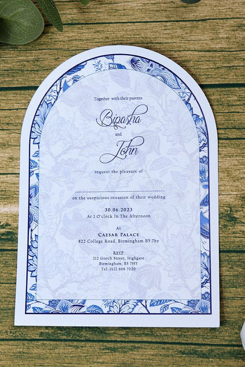 Load image into Gallery viewer, White Arch Blue Floral A5 Invitation ABC 1208
