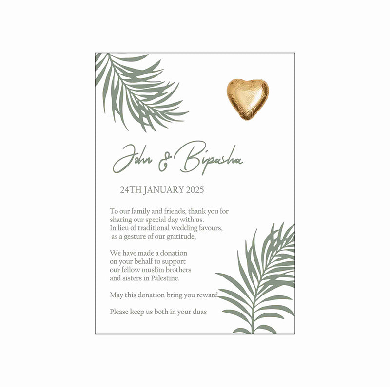 green leaf flat favour for chocolate wedding party