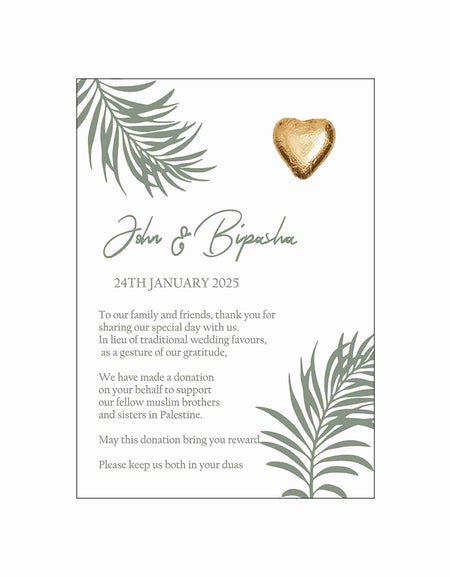 green leaf flat favour for chocolate wedding party