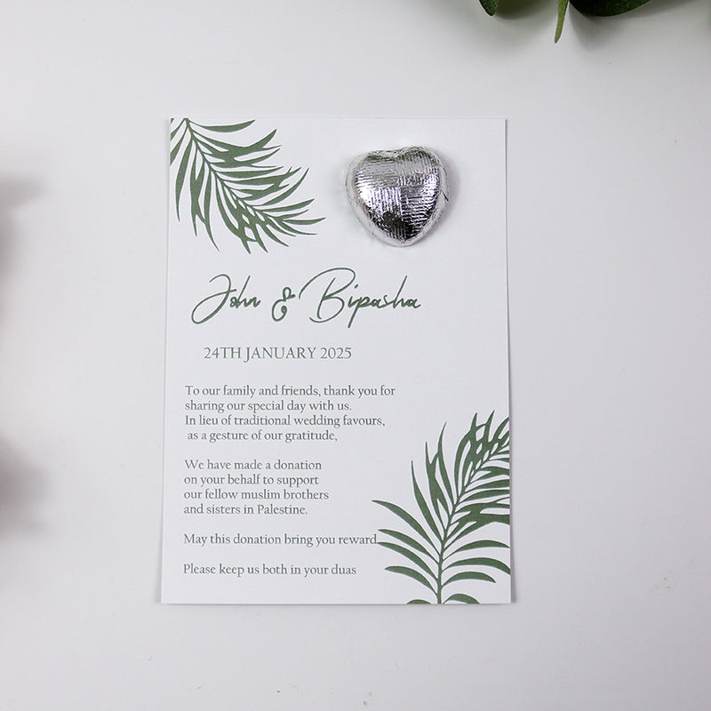 Leaf Flat A6 Favour Cards FV120 – Add Your Own Chocolate Treat