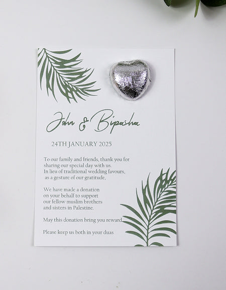 Leaf Flat A6 Favour Cards FV120 – Add Your Own Chocolate Treat