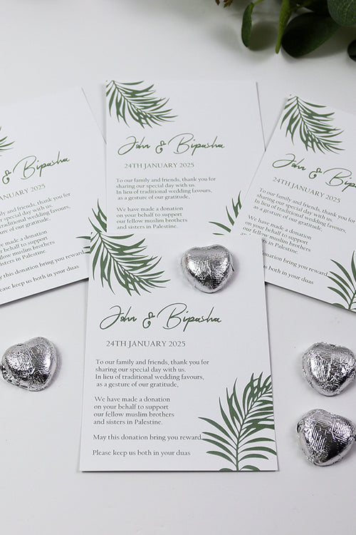 Load image into Gallery viewer, Leaf Flat A6 Favour Cards FV120 – Add Your Own Chocolate Treat
