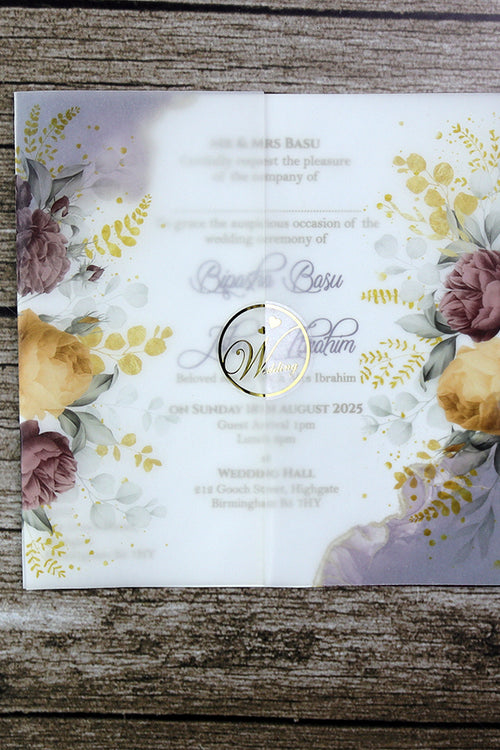 Load image into Gallery viewer, Floral Translucent Square Vellum Invitation ABC 1217
