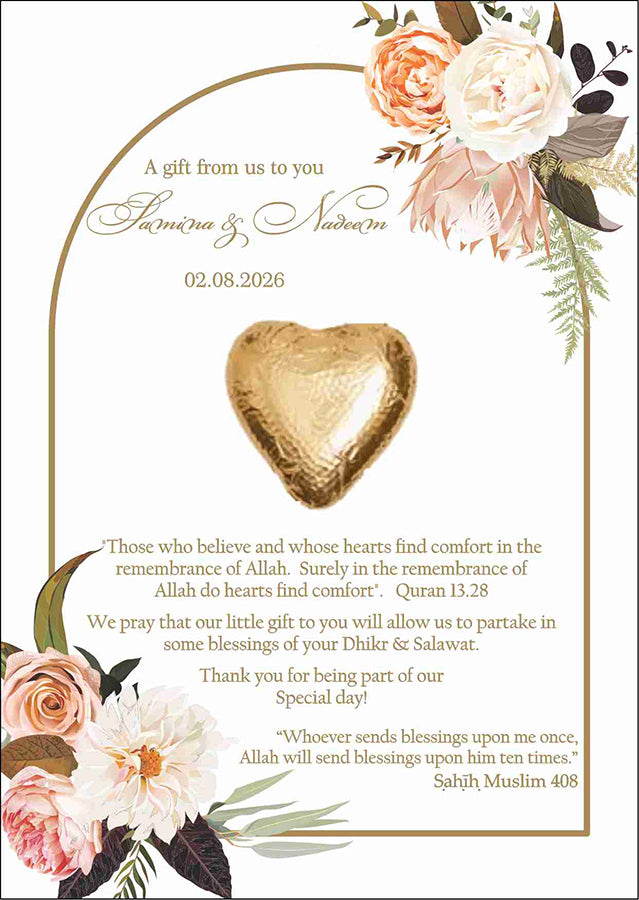arch floral flat favour for chocolate wedding party