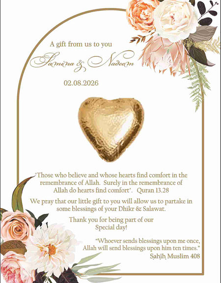 arch floral flat favour for chocolate wedding party