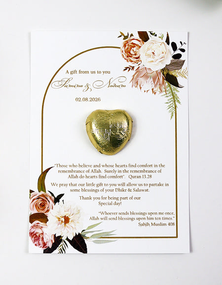 Peach Arch Floral Flat A6 Favour Cards FV121 – Add Your Own Chocolate Treat