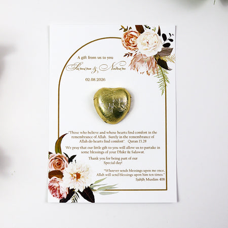 Peach Arch Floral Flat A6 Favour Cards FV121 – Add Your Own Chocolate Treat
