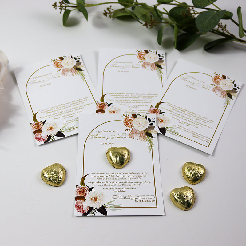 Peach Arch Floral Flat A6 Favour Cards FV121 – Add Your Own Chocolate Treat