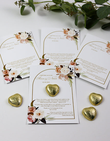 Peach Arch Floral Flat A6 Favour Cards FV121 – Add Your Own Chocolate Treat