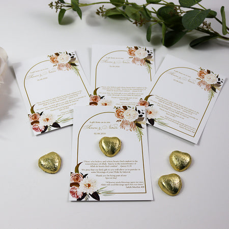Peach Arch Floral Flat A6 Favour Cards FV121 – Add Your Own Chocolate Treat