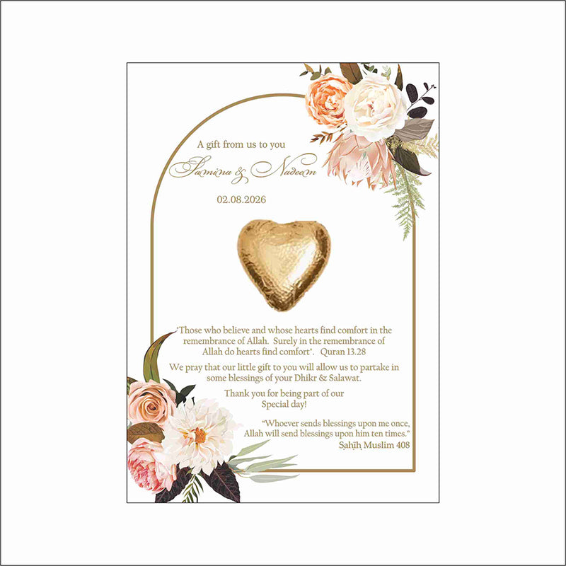 arch floral flat favour for chocolate wedding party