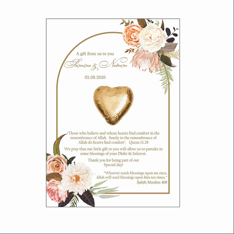 Peach Arch Floral Flat A6 Favour Cards FV121 – Add Your Own Chocolate Treat