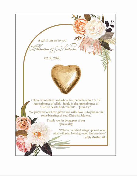 Peach Arch Floral Flat A6 Favour Cards FV121 – Add Your Own Chocolate Treat