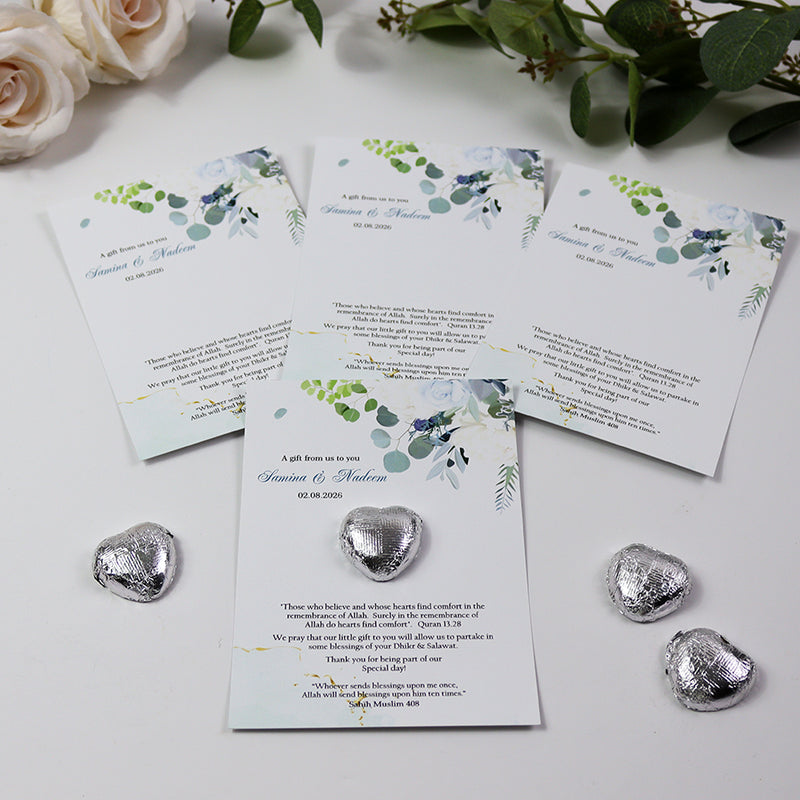 Floral Flat A6 Favour Cards FV123 – Add Your Own Chocolate Treat
