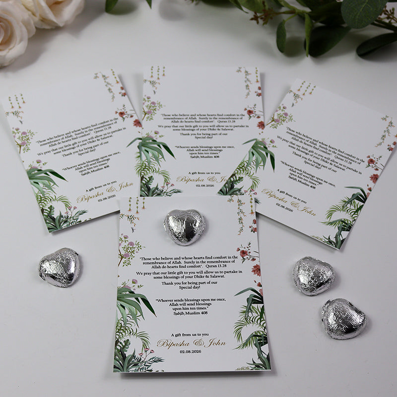Floral Flat A6 Favour Cards FV125 – Add Your Own Chocolate Treat