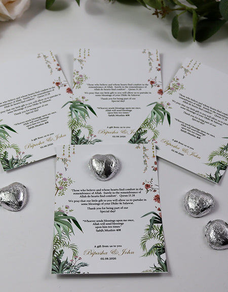 Floral Flat A6 Favour Cards FV125 – Add Your Own Chocolate Treat