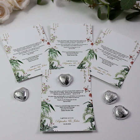 Floral Flat A6 Favour Cards FV125 – Add Your Own Chocolate Treat