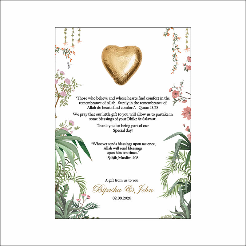 Floral Flat A6 Favour Cards FV125 – Add Your Own Chocolate Treat
