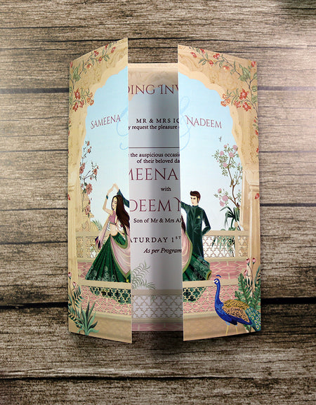 ABC 1281 Mughal-Themed A4 Gatefold Wedding Invitation with Envelopes