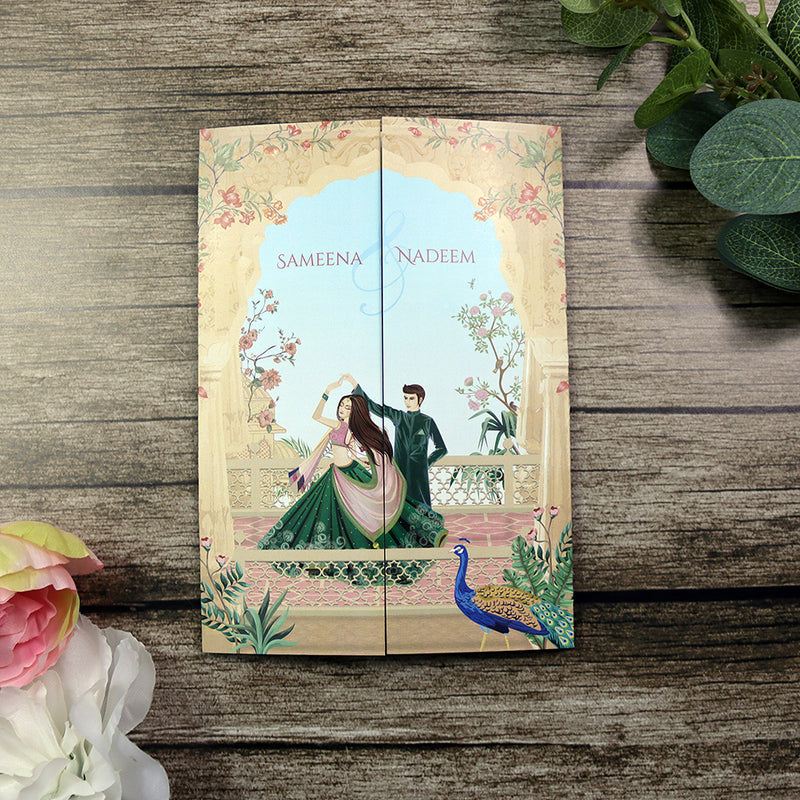 ABC 1281 Mughal-Themed A4 Gatefold Wedding Invitation with Envelopes