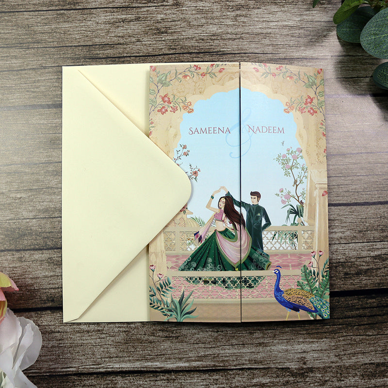 ABC 1281 Mughal-Themed A4 Gatefold Wedding Invitation with Envelopes