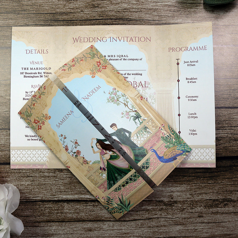 ABC 1281 Mughal-Themed A4 Gatefold Wedding Invitation with Envelopes