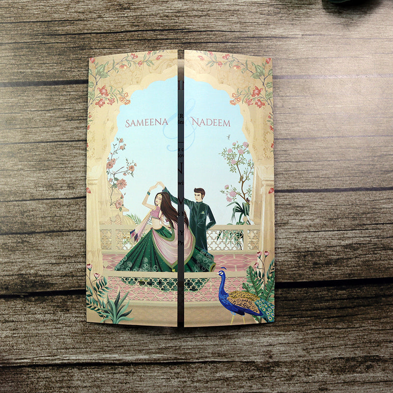 ABC 1281 Mughal-Themed A4 Gatefold Wedding Invitation with Envelopes