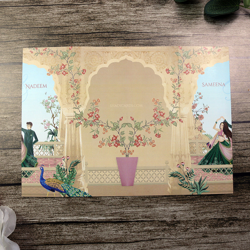 ABC 1281 Mughal-Themed A4 Gatefold Wedding Invitation with Envelopes