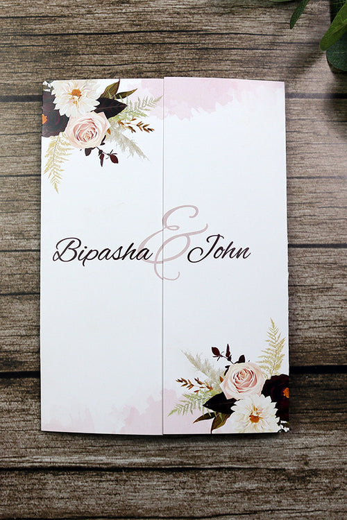 Load image into Gallery viewer, ABC 1282 Elegant Maroon Floral A4 Gatefold Invitation with Envelopes
