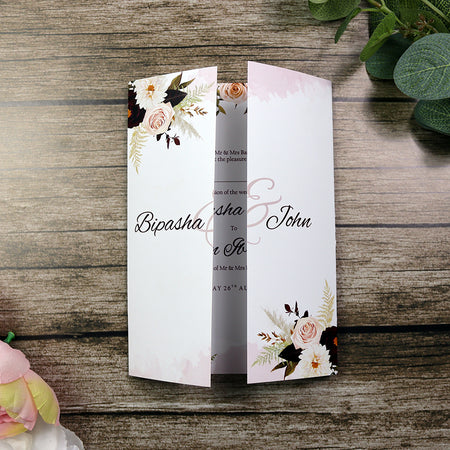 ABC 1282 Elegant Maroon Floral A4 Gatefold Invitation with Envelopes
