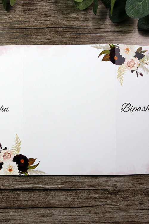 Load image into Gallery viewer, ABC 1282 Elegant Maroon Floral A4 Gatefold Invitation with Envelopes
