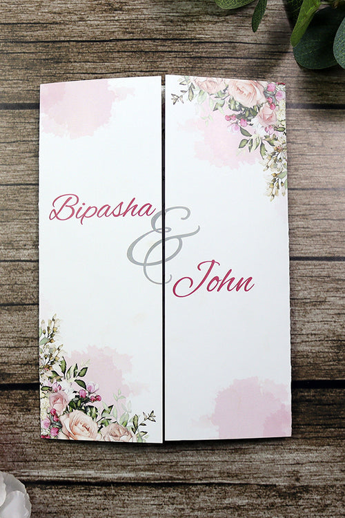 Load image into Gallery viewer, ABC 1283 Elegant Pink Floral A4 Gatefold Invitation with Envelopes
