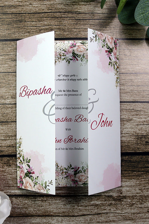 Load image into Gallery viewer, ABC 1283 Elegant Pink Floral A4 Gatefold Invitation with Envelopes
