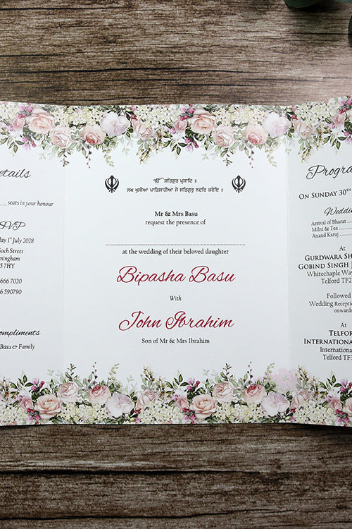 Load image into Gallery viewer, ABC 1283 Elegant Pink Floral A4 Gatefold Invitation with Envelopes
