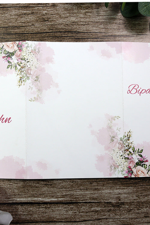 Load image into Gallery viewer, ABC 1283 Elegant Pink Floral A4 Gatefold Invitation with Envelopes
