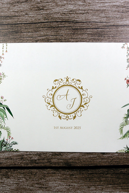 Load image into Gallery viewer, ABC 1284 Mughal-Themed Vellum Wedding Invitation with matching card envelope
