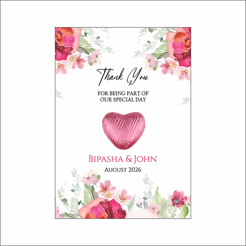 Floral Flat A6 Favour Cards FV129 – Add Your Own Chocolate Treat